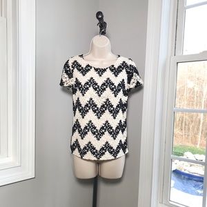 Talbots Petite Ivory & Black Summer Floral Top - Women’s 4P